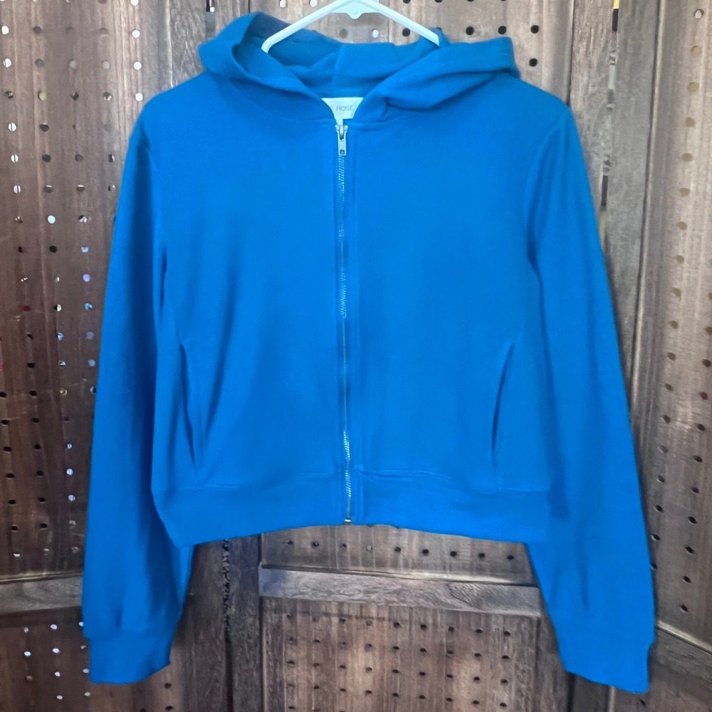 Hippie Rose Teal Jade Zip Up Hoodie Size Medium New With Tags color is 3rd image